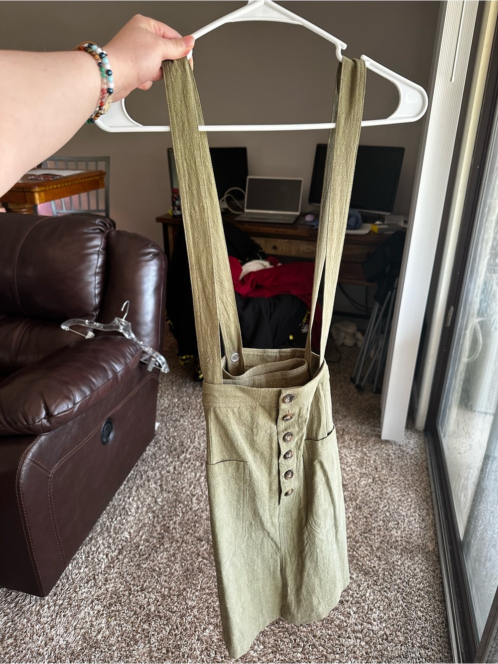 HYFVE Olive Pinafore Mini Skirt